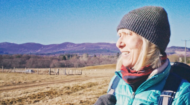 Walker in Scottish hills