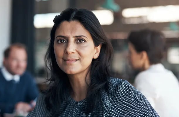 Woman with concerned expression