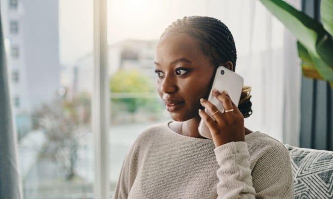 Concerned woman on the phone