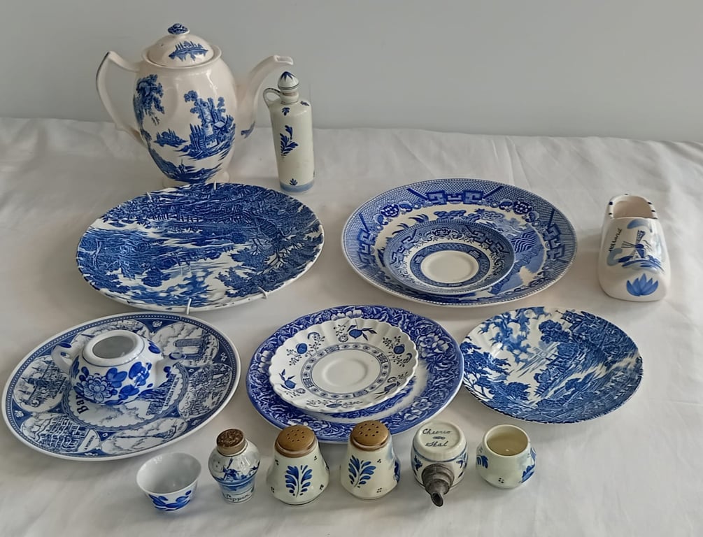 Vintage Blue & White English Transferware Collection – Broadhurst, Ironstone & Mixed Patterns