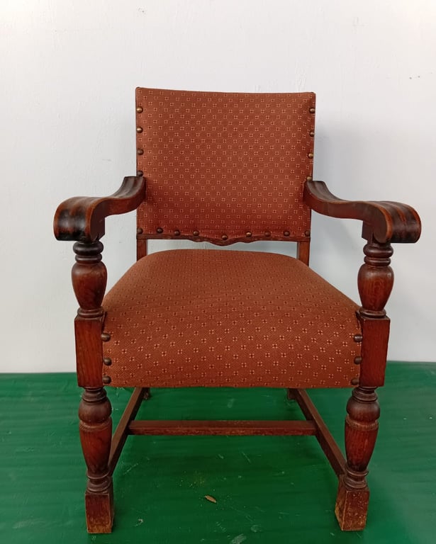 Vintage Carved Oak Armchair