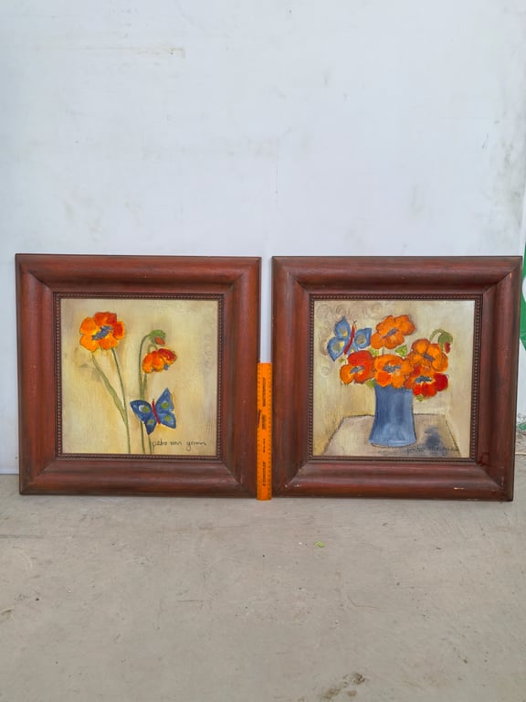 Pair of Floral Paintings signed Petro van Graan - price per piece