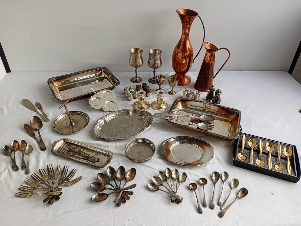 Large Mixed Lot of Silver-Plate & Metalware