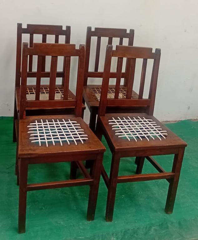A Set Of Four Dark Wood Dining Chairs - price per piece