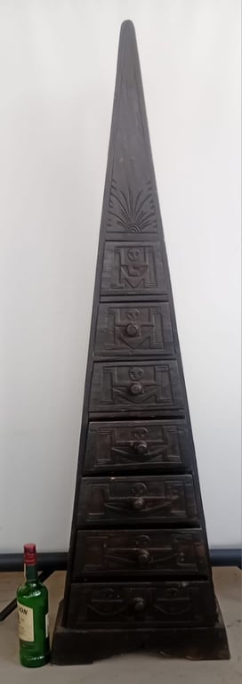 Tall Egyptian-Style Wooden Chest of Drawers / Decorative Storage Tower