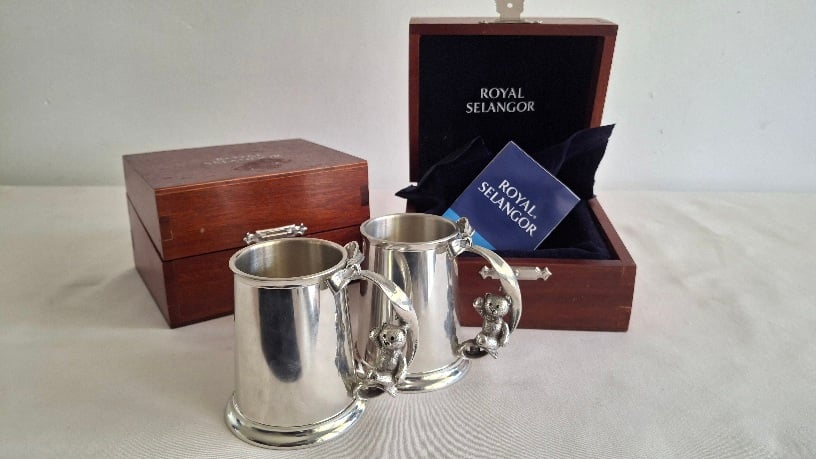 Royal Selangor Teddy Bears Christening Mugs