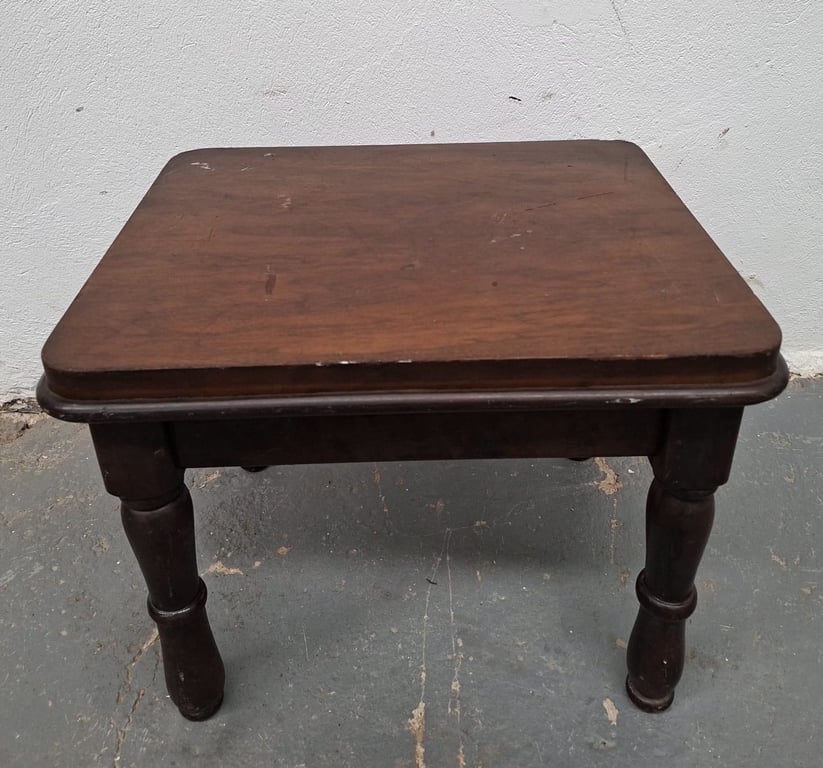 Solid Wood Side Table with Turned Legs