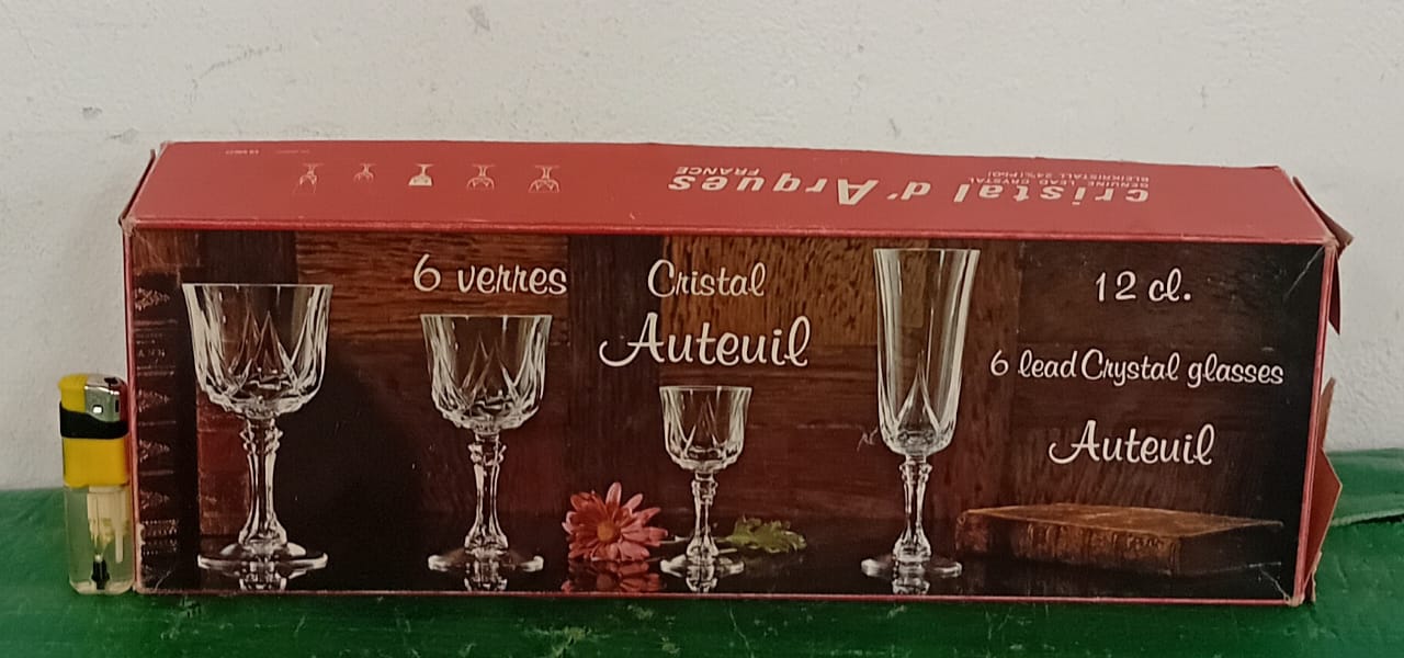 Boxed Set of 6 Lead Crystal Glasses – “Auteuil”