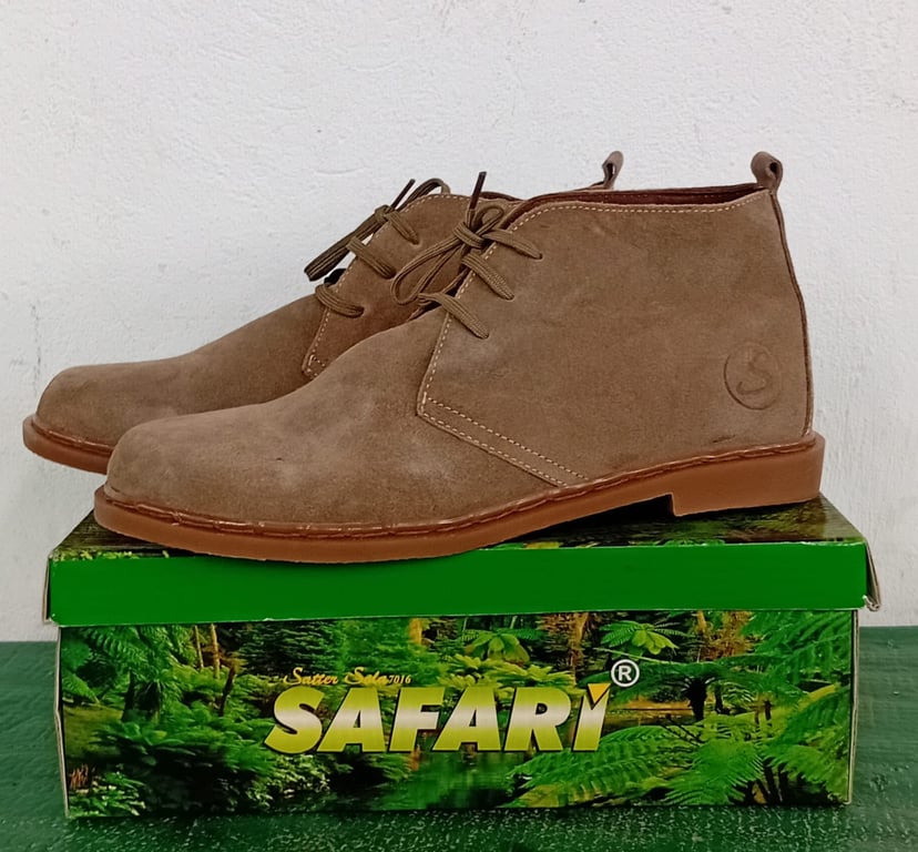 Size 13 -New Safari Brown Genuine Leather Lace-Up Ankle Boots
