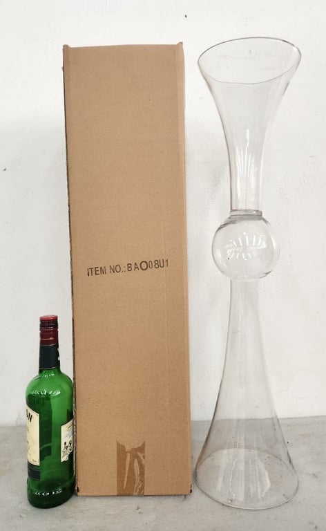 Tall Sculptural Clear Glass Floor Vase (Boxed)