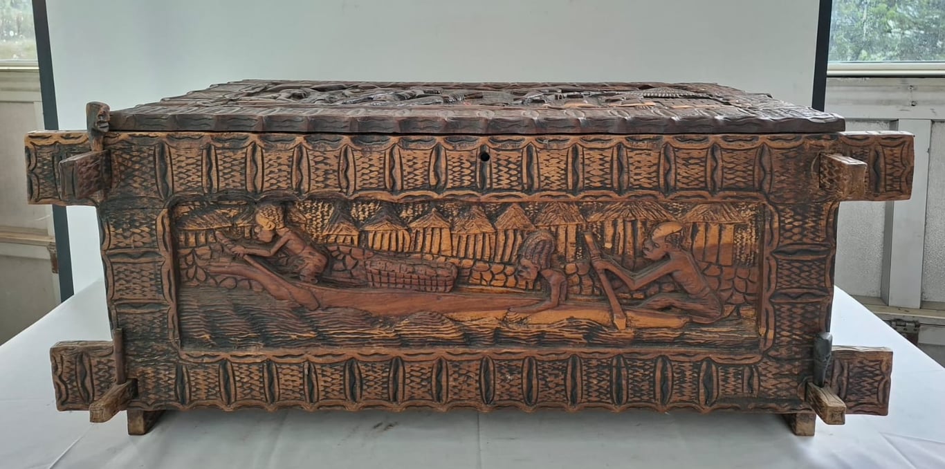 African Carved Wooden Storage Chest