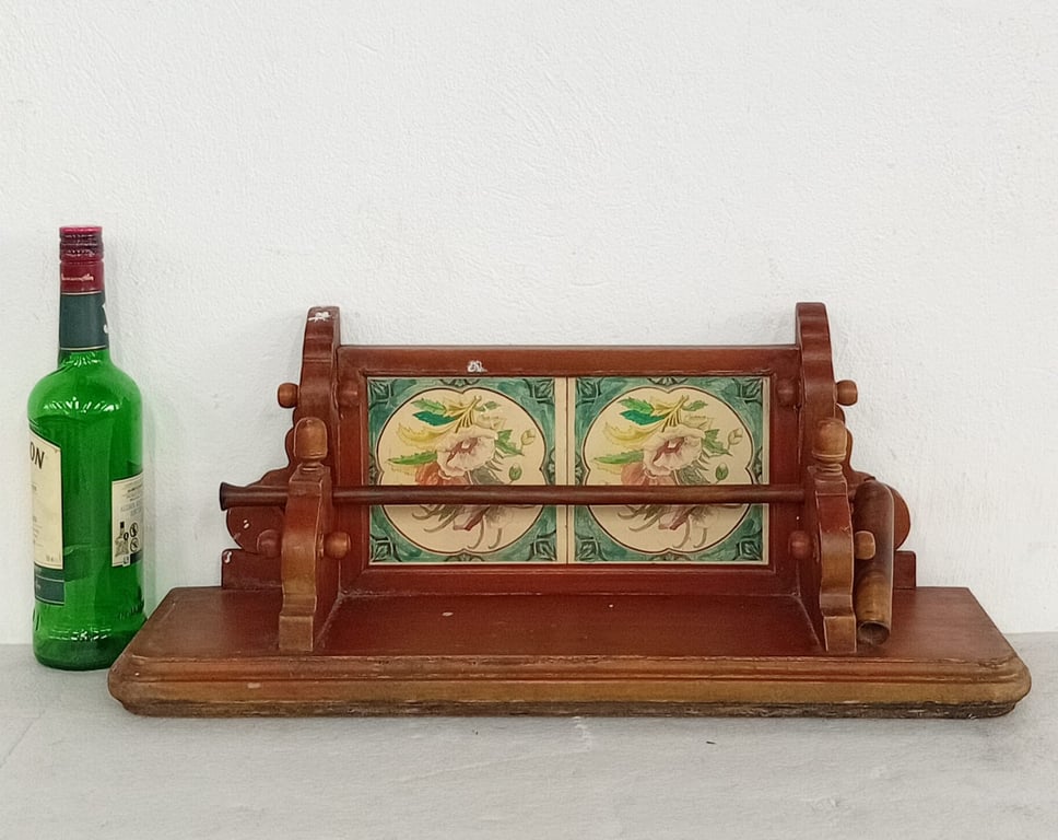 Vintage wooden wall-mounted towel rail / towel roller