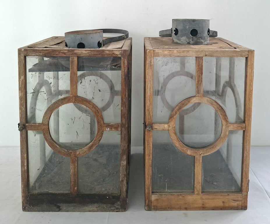 Vintage Wooden & Glass Lanterns (UAP)