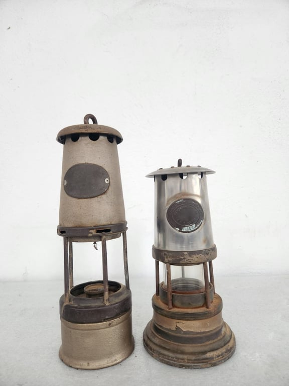 Two vintage carbide (acetylene) lamps
