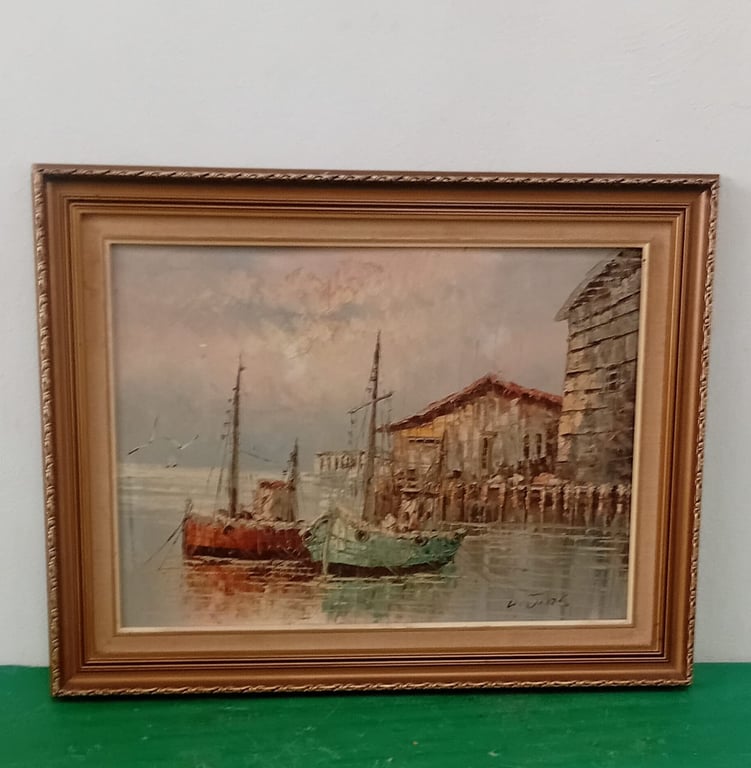 Vintage framed oil painting