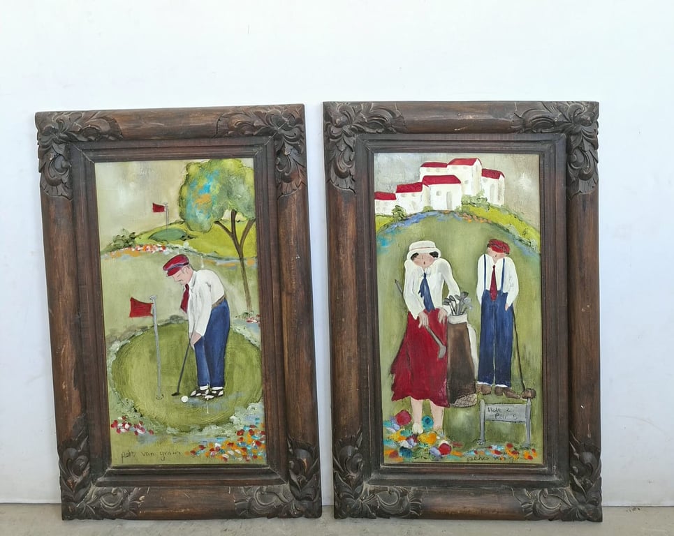 Pair of Framed Figurative Paintings