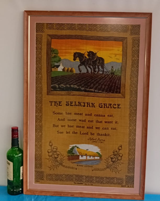 Framed Vintage-Style Wall Art – “The Selkirk Grace” (Robert Burns Poem)