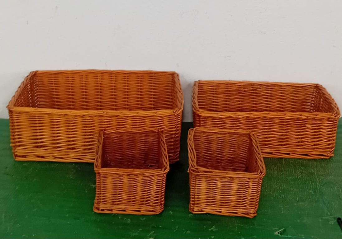 Set of 4 Woven Storage Baskets (2 Large + 2 Small)