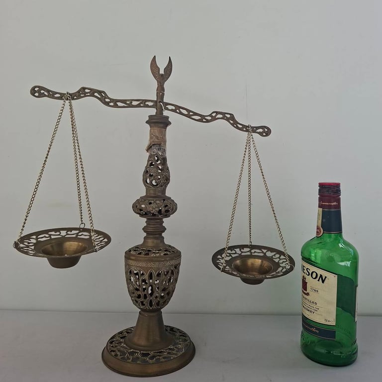 Vintage Brass Libra Scale and Brass Aftaba
