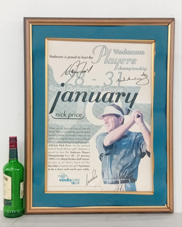Original signed by Nick Price and David Frost Vodacom Players Championship Golf Poster (Royal Durban)
