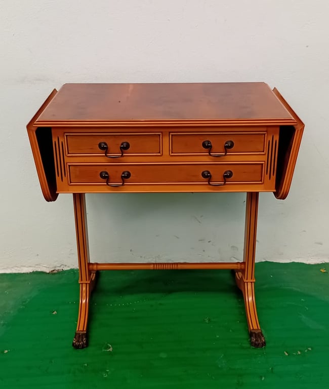 Regency Style Yew-wood Dropleaf Side Table