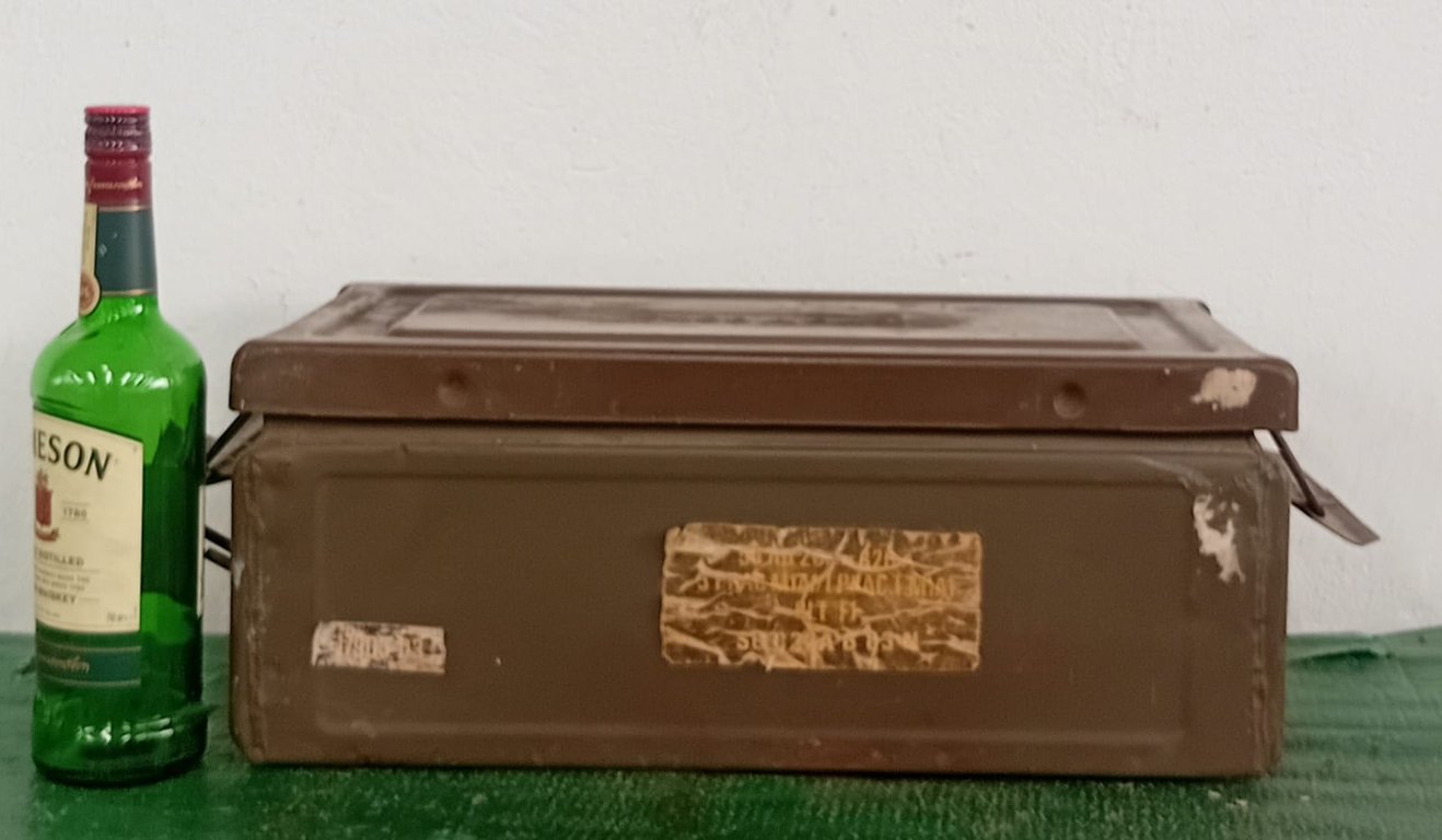 Vintage Military-Style Metal Storage Trunk