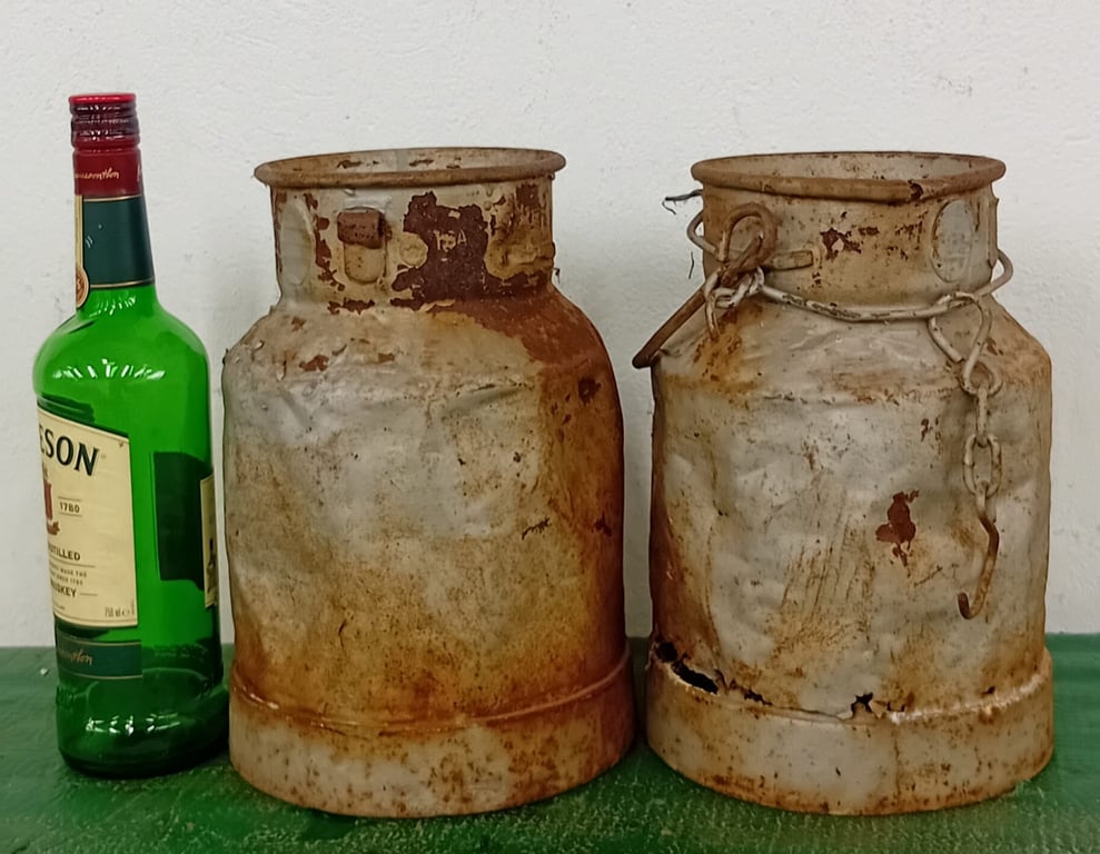 Pair of Vintage Metal Milk Cans