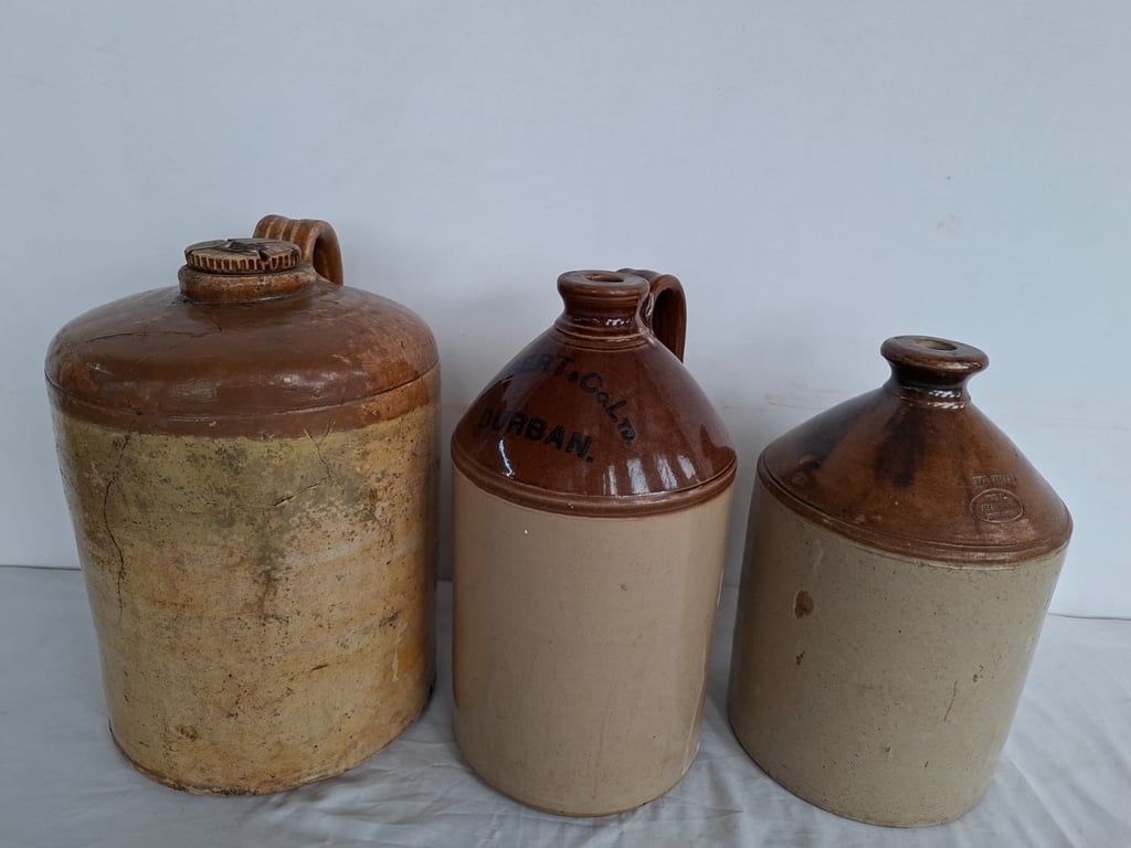 Set of Three Vintage Stoneware Storage Jars