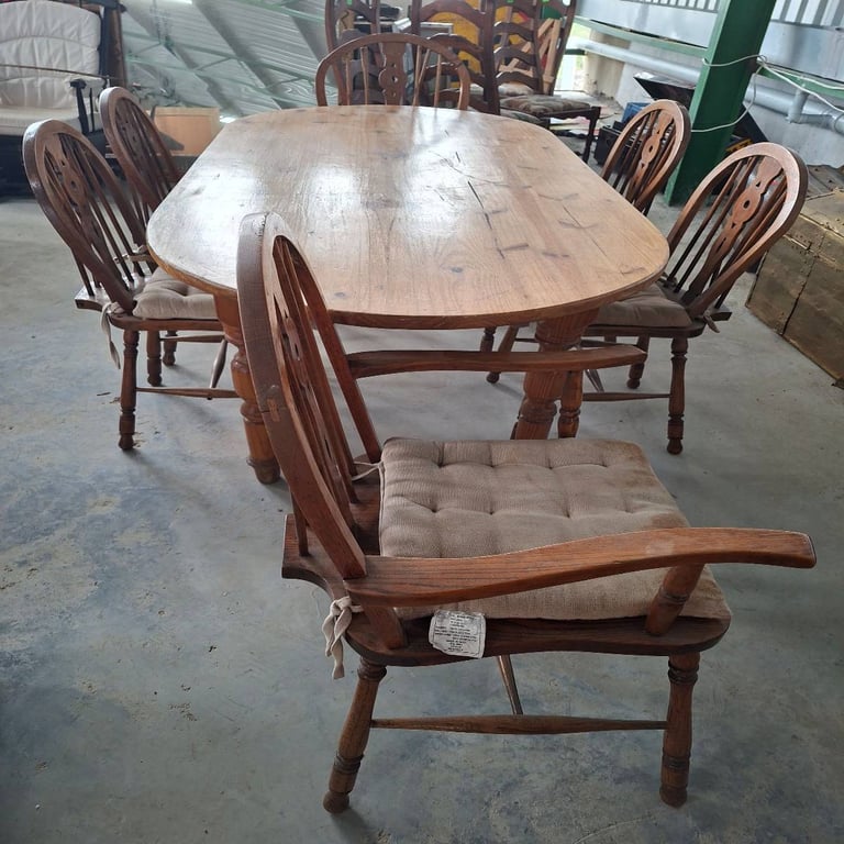Wooden Dining Table with 6 Chairs