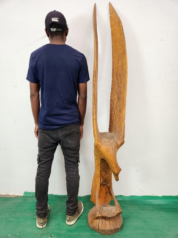 Hand -Carved Wooden Statue Of An Eagle