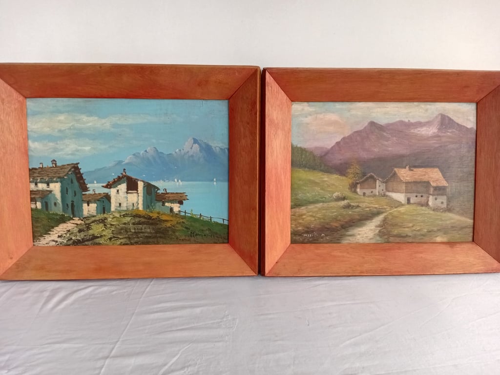 Pair of Vintage Framed Landscape Paintings