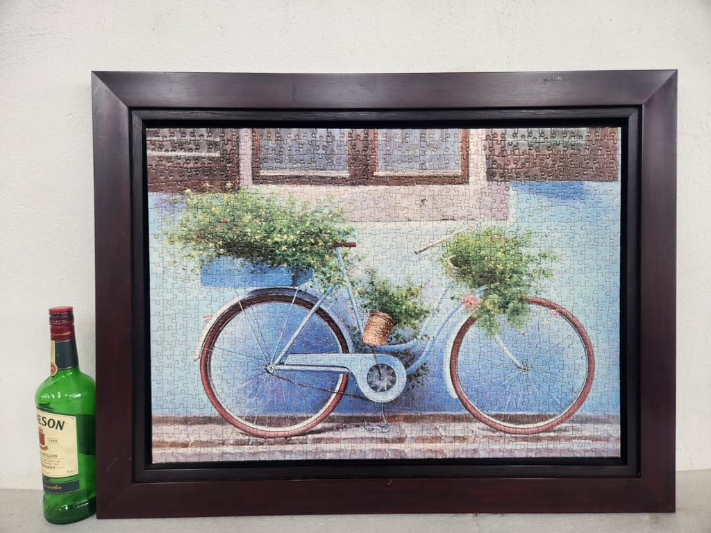 Framed Bicycle Scene Jigsaw Artwork
