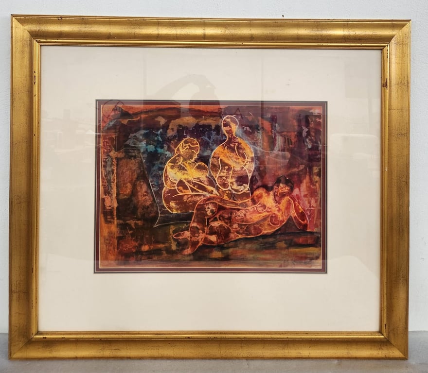 Framed Abstract Figurative Artwork – Modern Expressionist Style