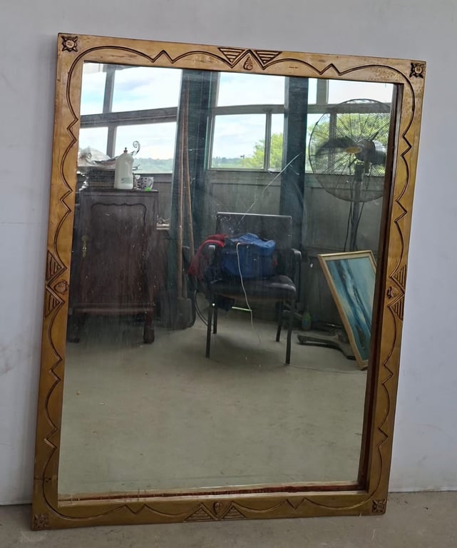 Art Deco Style Carved Wooden Wall Mirror