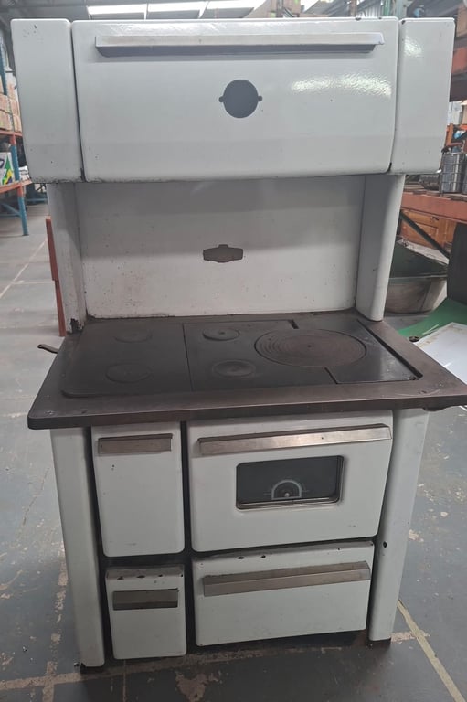 Vintage Enamel Coal-Burning Kitchen Stove