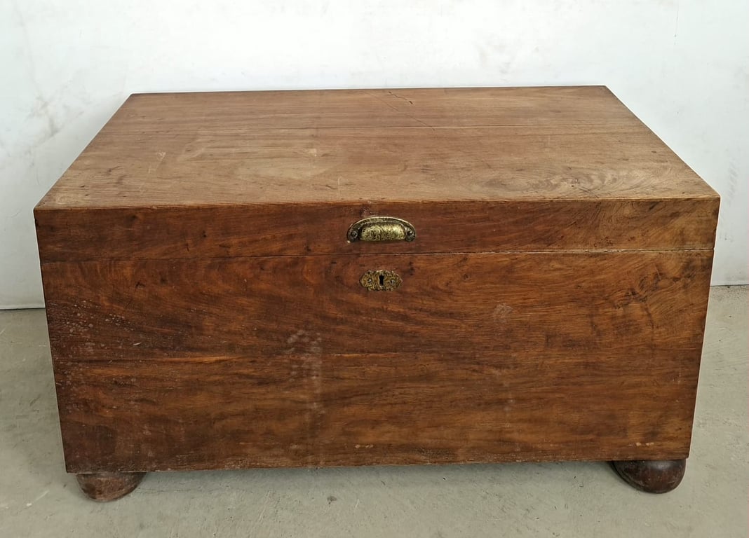 Antique-Style Kiaat Wood Storage Chest.