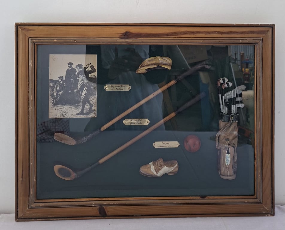 Framed Golf Memorabilia Display
