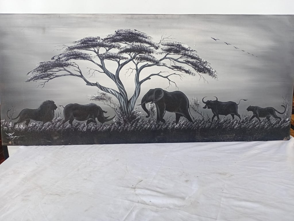 Large African Elephant Landscape Canvas Print