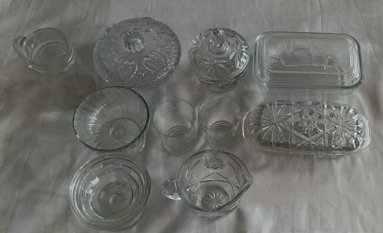 Assorted Clear Glass & Cut Crystal Tableware – Mixed Kitchenware Lot