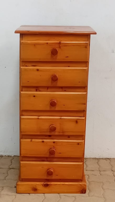 Solid Pine Tallboy Chest of Drawers (6-Drawer Storage Unit)