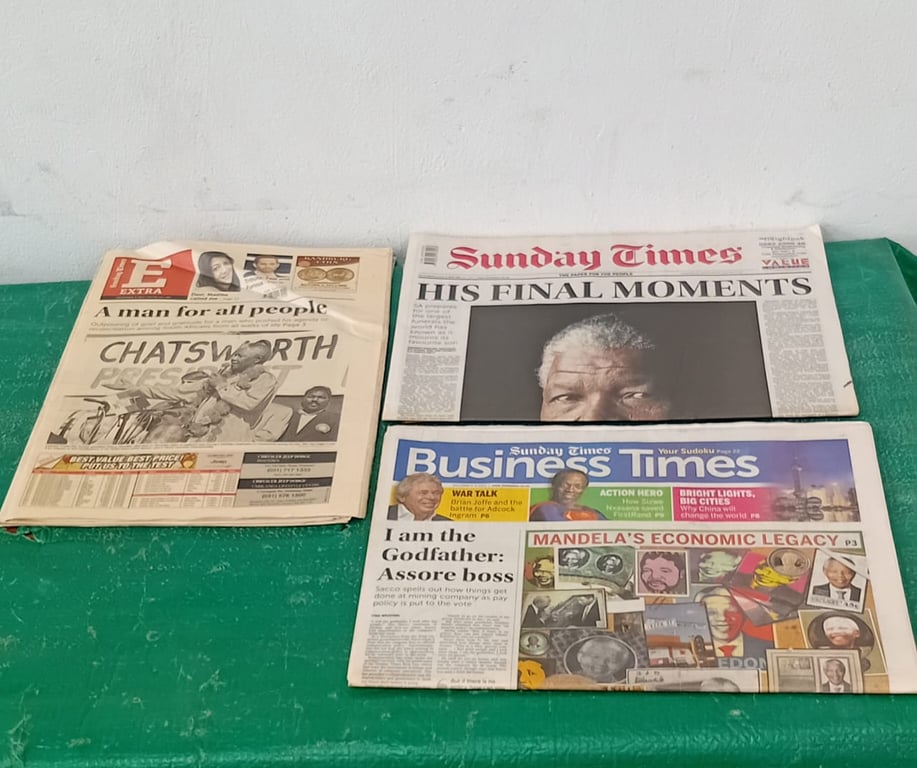 Joblot Of Nelson Mandela Memrobelia Newspapers