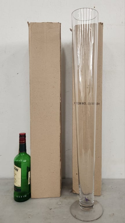 Tall Clear Glass Floor Vase / Cylinder Vase (Boxed)