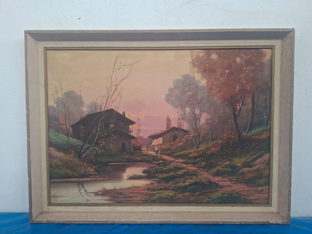 Framed American Folk Art Painting