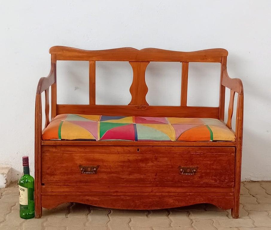 Solid Wood Storage Bench / Hallway Seat with Cushion