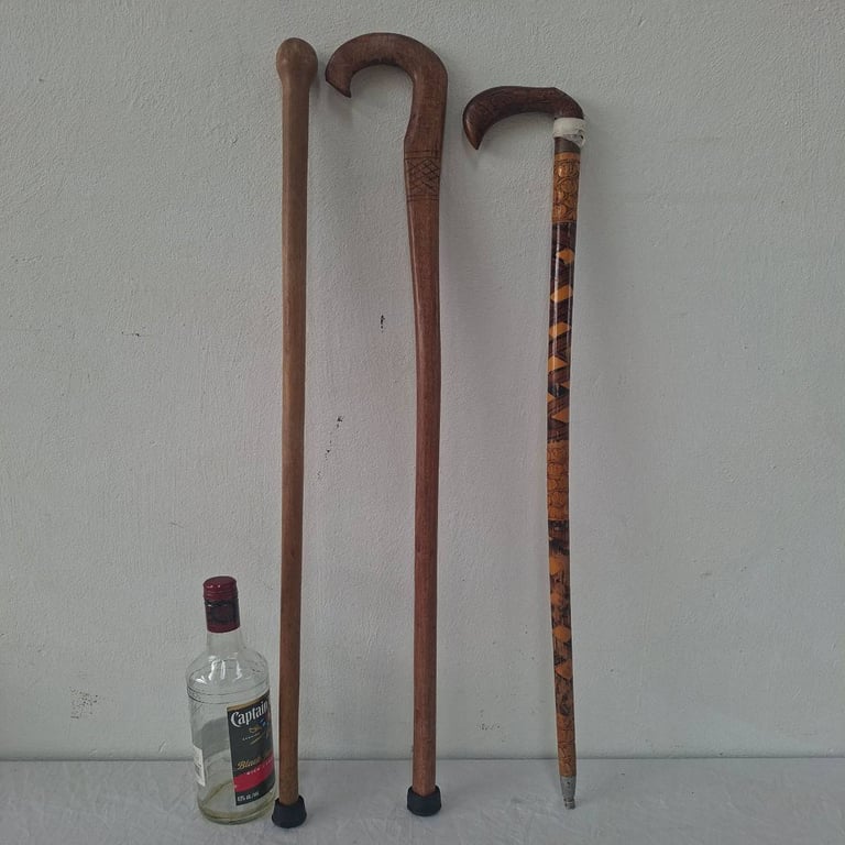 Joblot Of Traditional African Walking Sticks & Spear