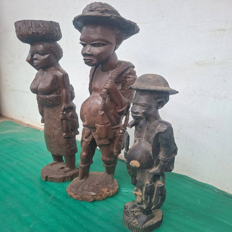 Hand Carved Wooden Statues (3)
