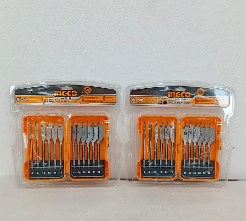 2 X Ingco 12 Pcs Flat Wood Drill Bits