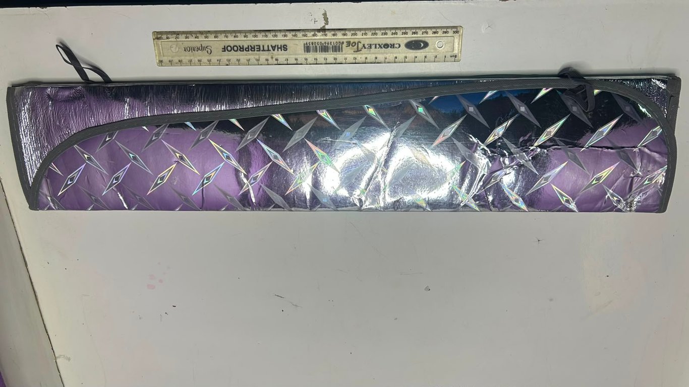 CPR brand car sunshade features a reflective purple diamond plate pattern brand new