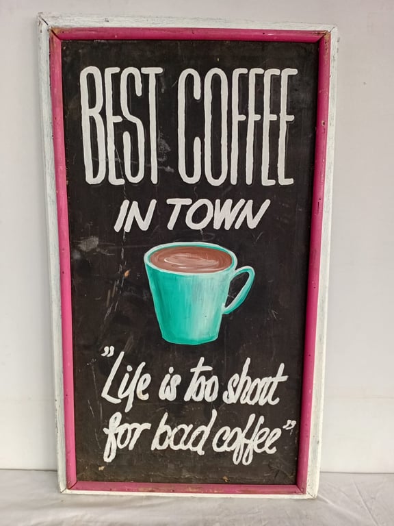 Vintage-Style “Best Coffee in Town” Framed Café Wall Sign