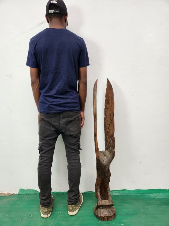 Hand -Carved Wooden Statue Of An Eagle